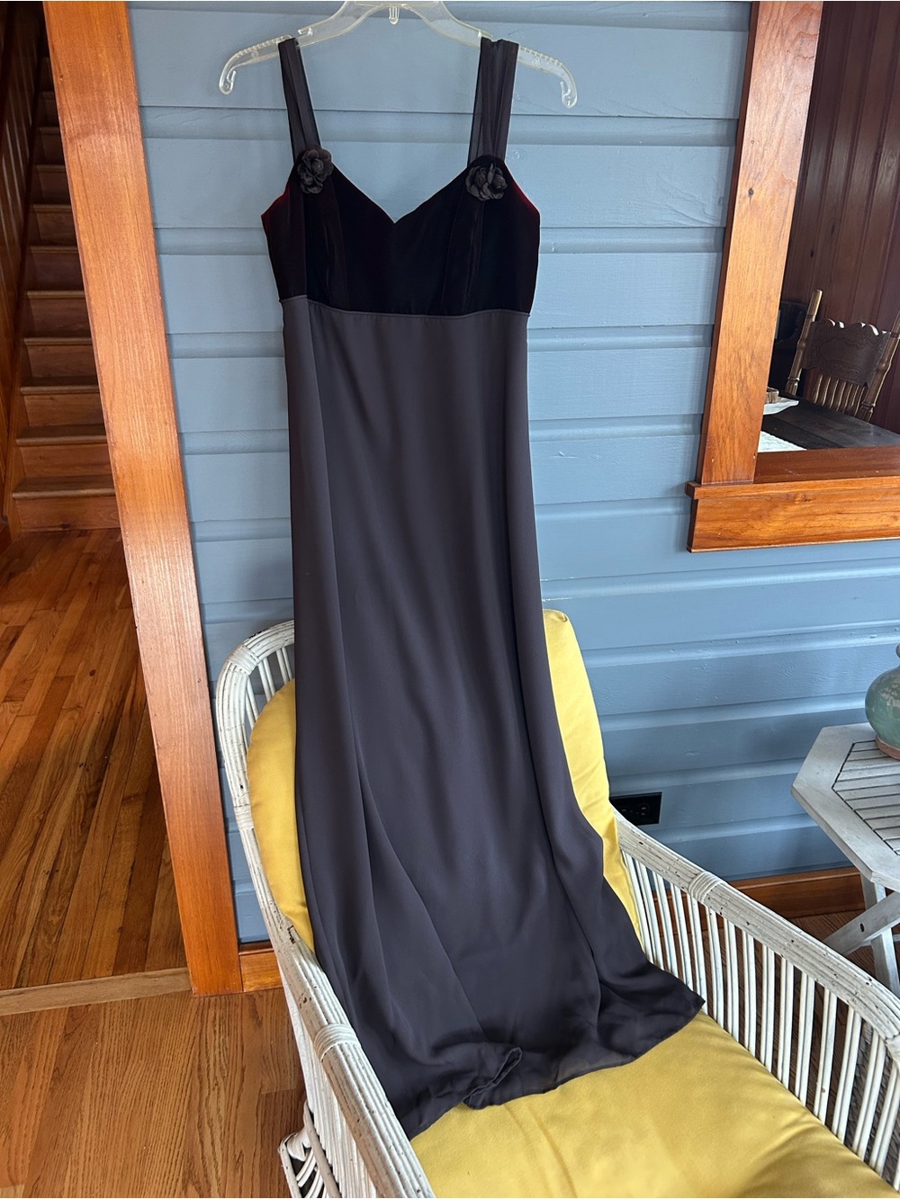 Liz Claiborne Black Slip Dress with Dark Burgundy Bust Accents